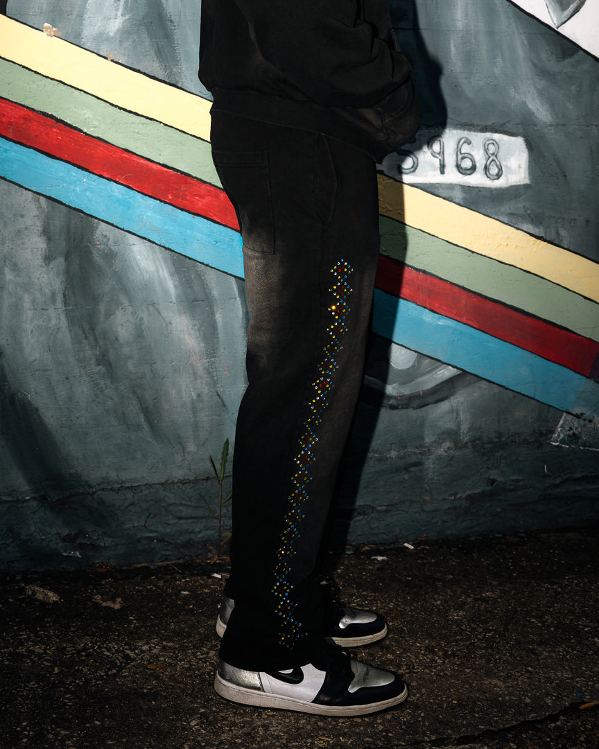 Black Rhinestone Sweats