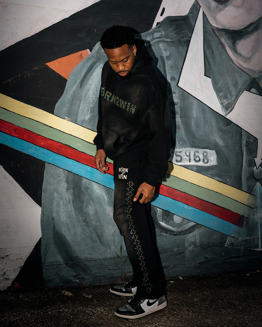 Black Rhinestone Sweats