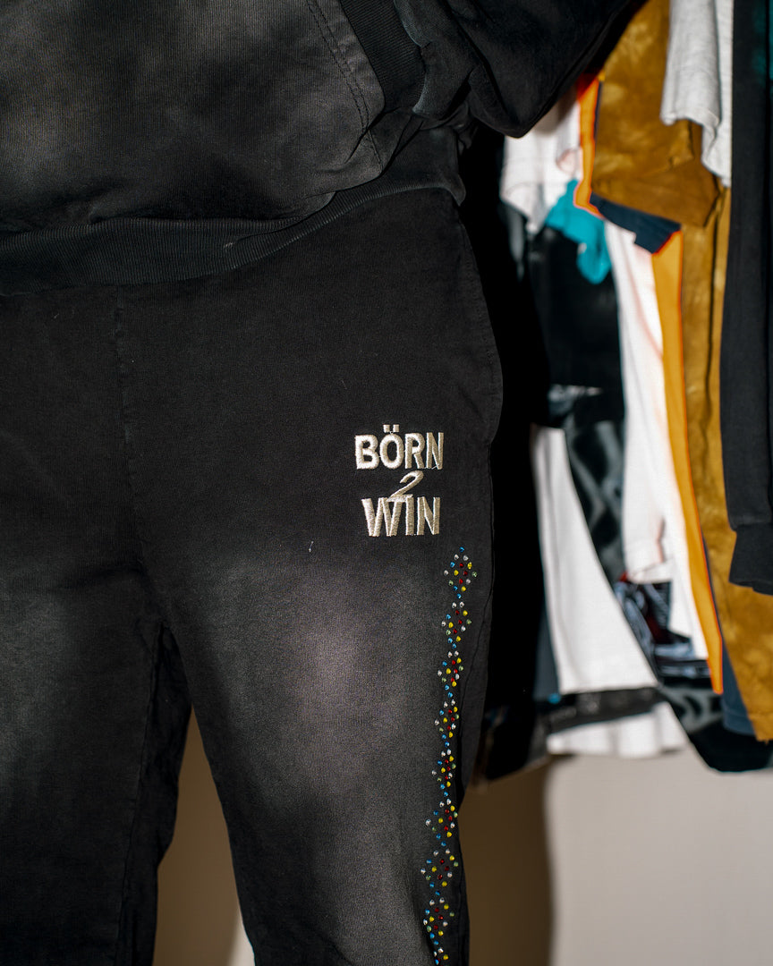 Black Rhinestone Sweats